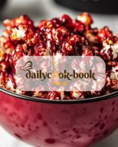 Bowl of Bloody Red Velvet Popcorn, a unique snack for festive occasions.
