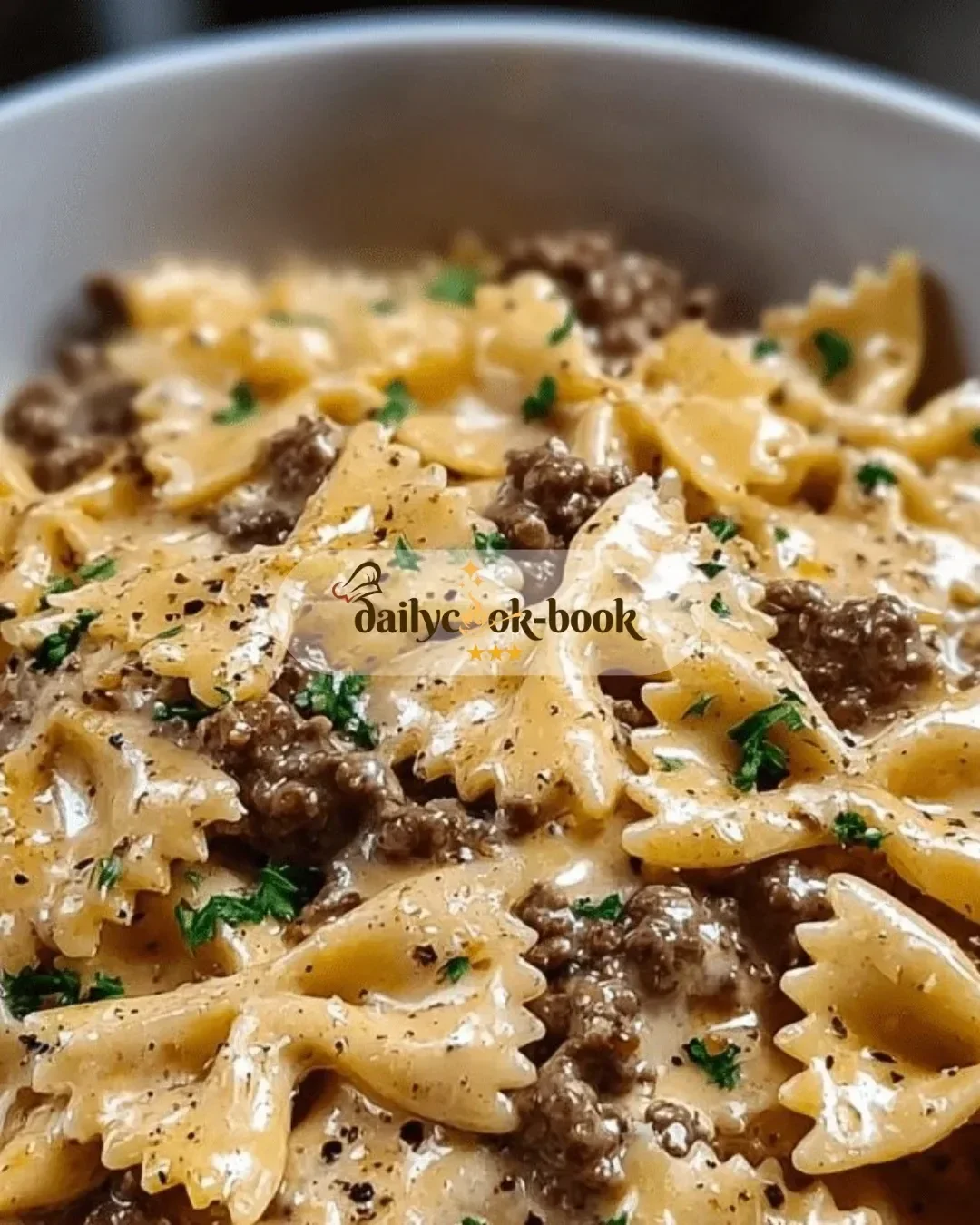 Creamy Parmesan Garlic Beef Bowtie Pasta