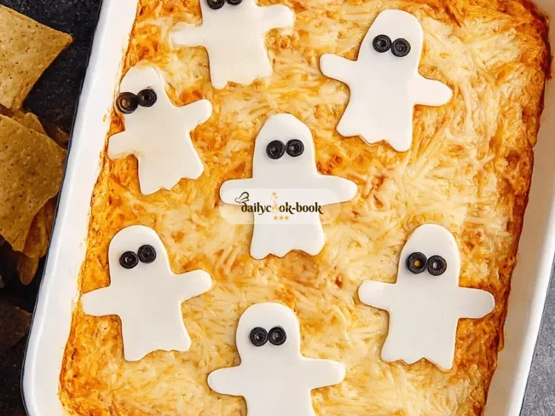 Halloween Buffalo Chicken Dip (Boo-ffalo Dip)