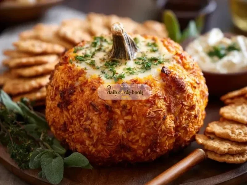 Halloween Pumpkin-Shaped Cheese Ball Recipe – Spooky & Delicious Party Snack