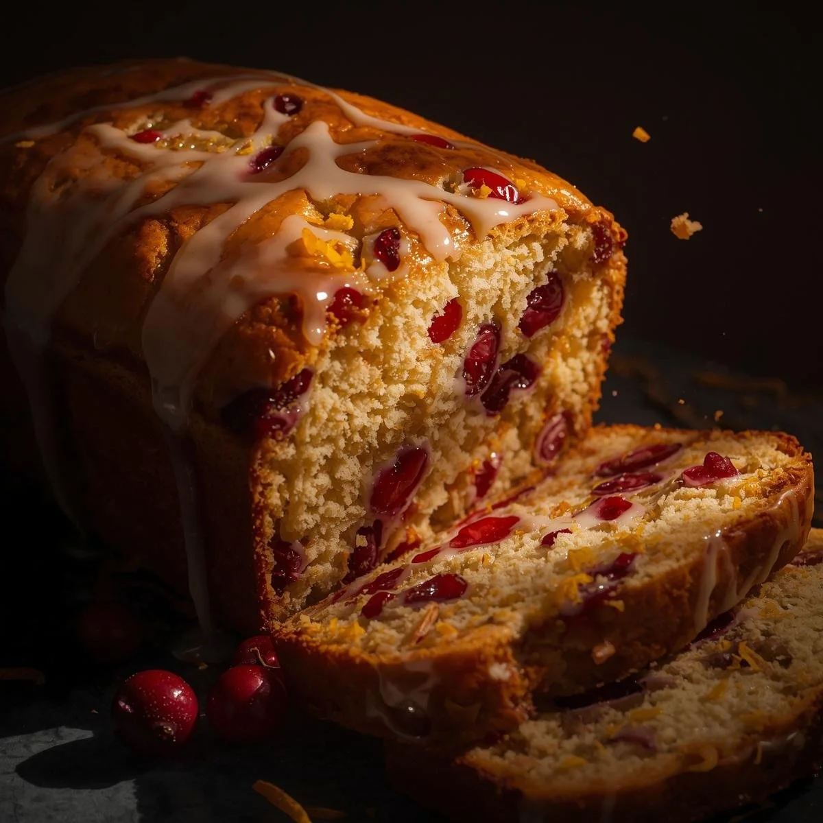 Cranberry Orange Bread with Glaze