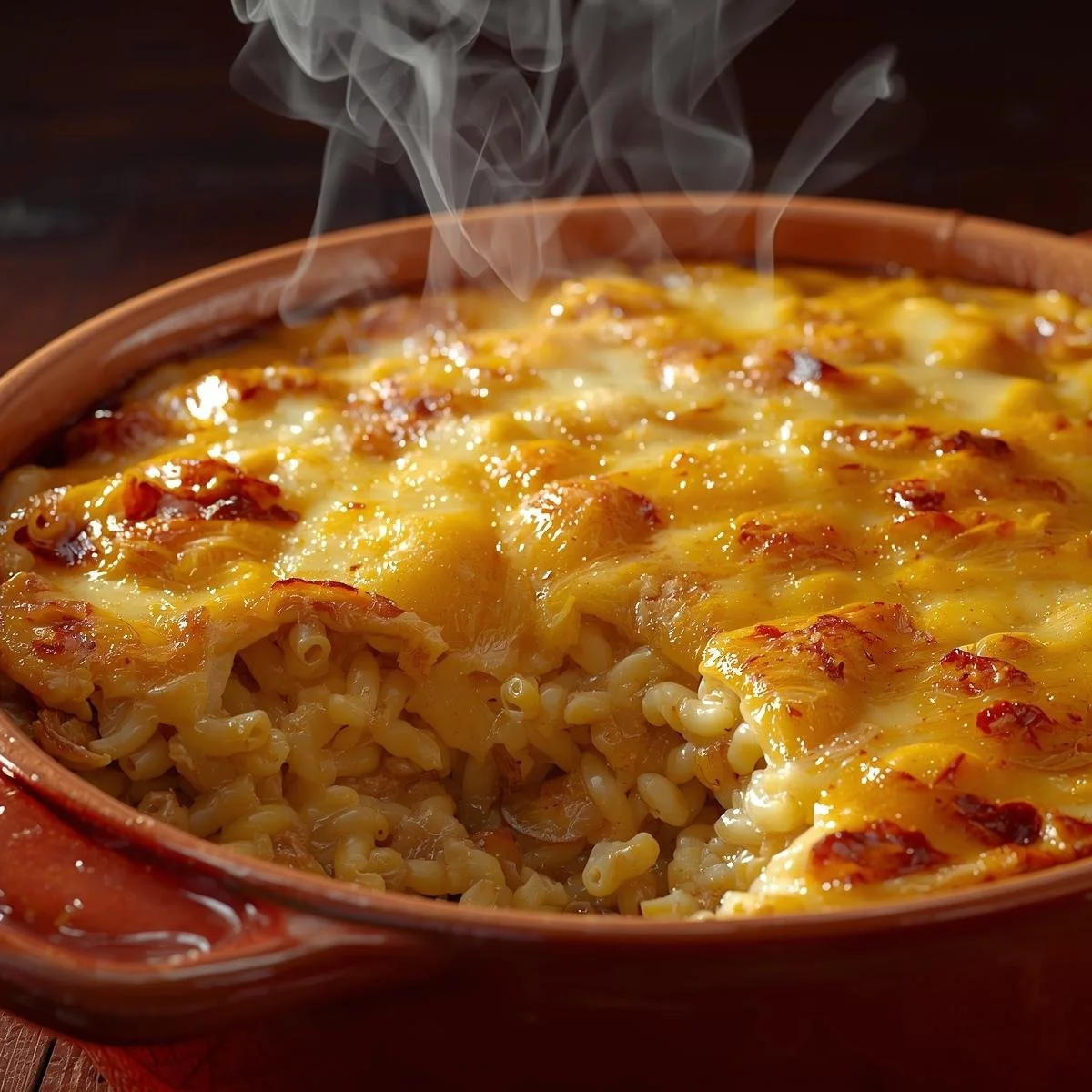 French Onion Chicken Orzo Casserole