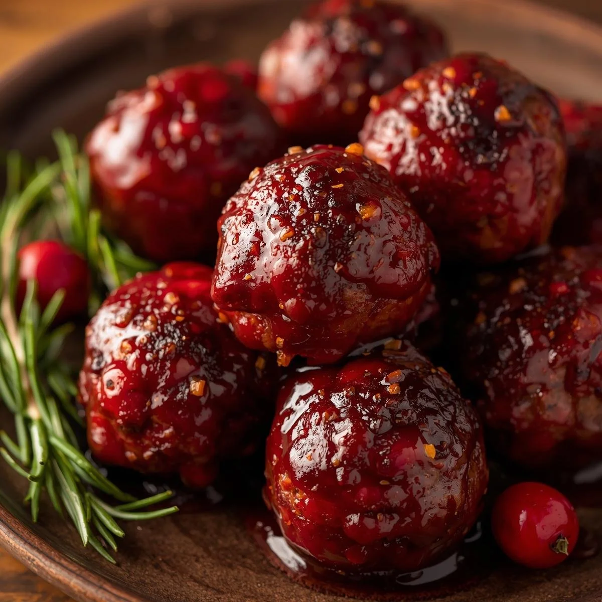 Savory Turkey Meatballs with Cranberry Glaze