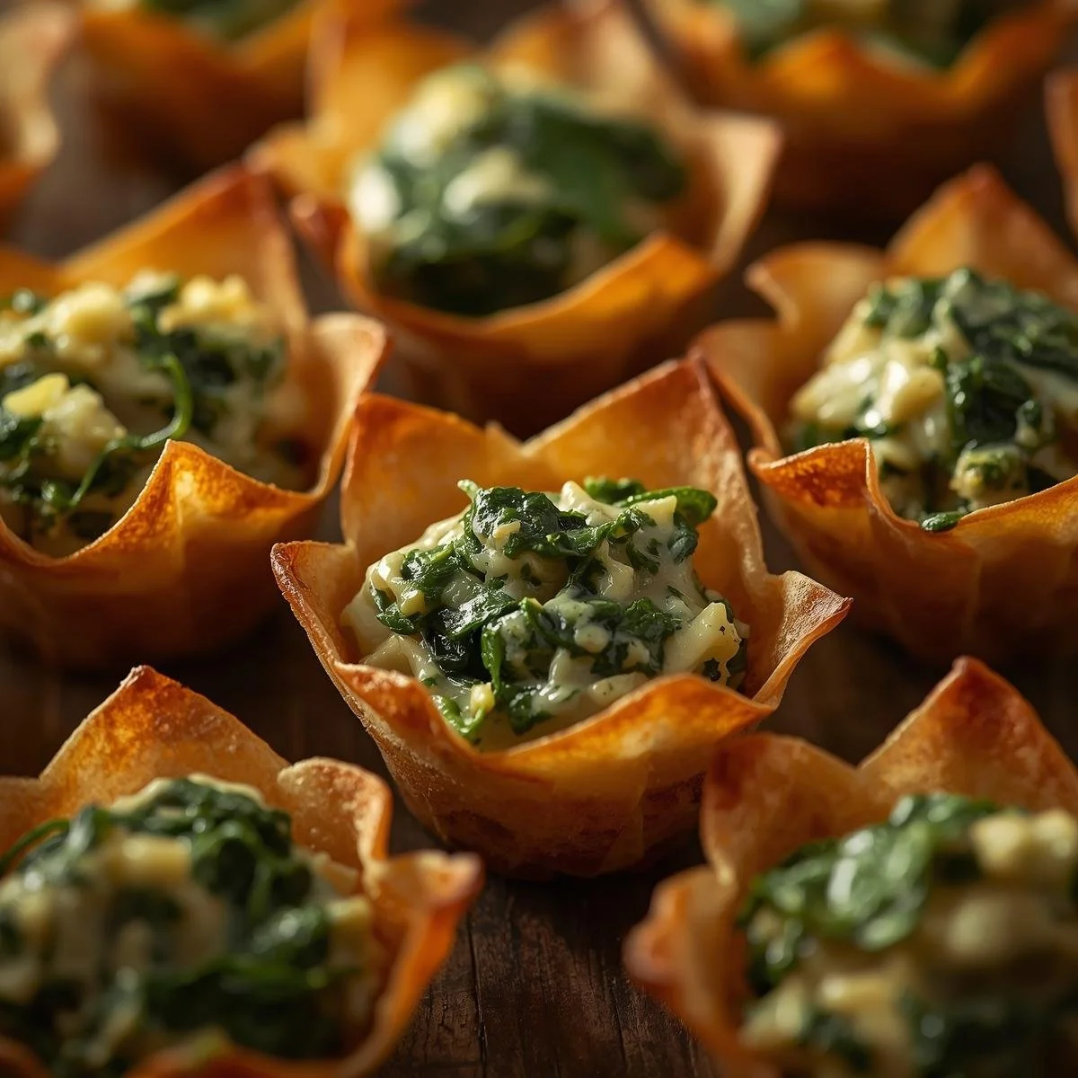 Spinach and Artichoke Wonton Cups